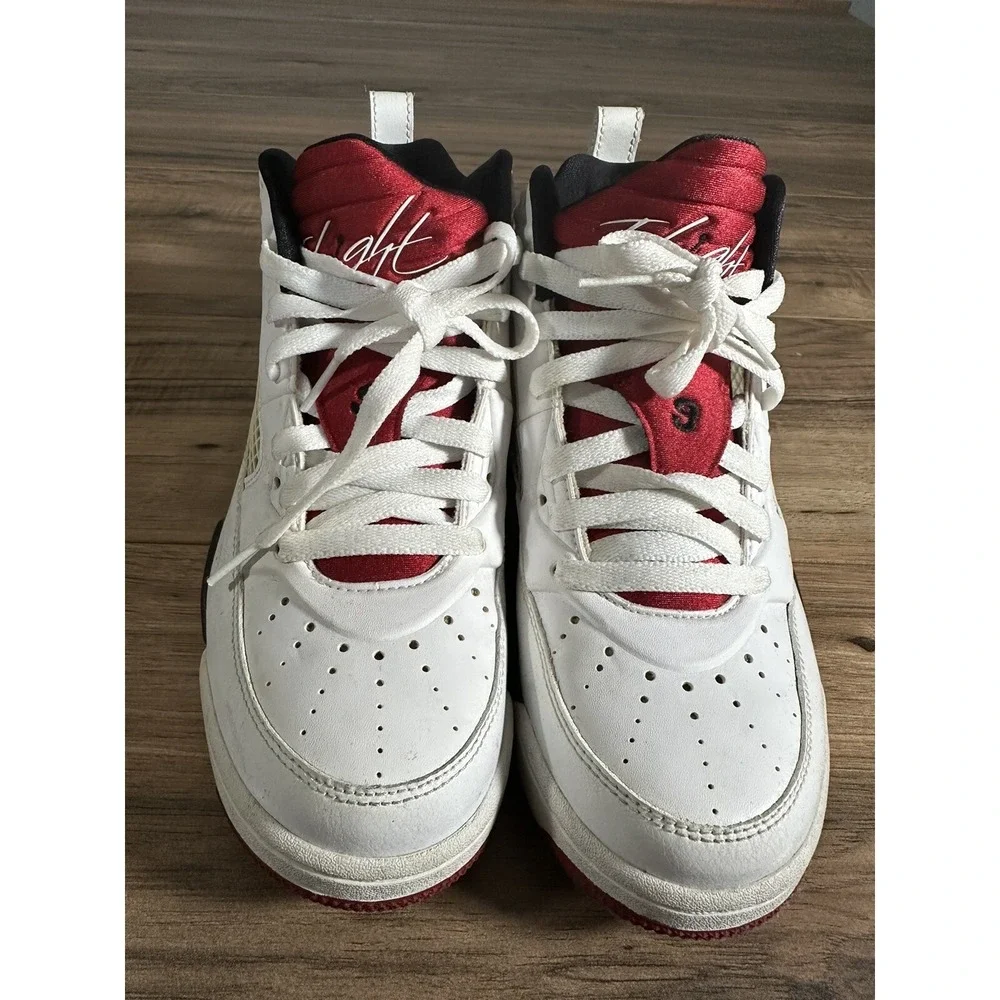 Jordan Flight 9 Youth Size 5.5Y‎ Sneakers White/ Red  654975-101